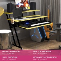 Acme Suitor Wooden Top Music Recording Studio Desk In Yellow And Black