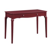 Acme Alsen Wooden Rectangular 1-Drawer Writing Desk With Tapered Legs In Red