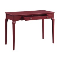 Acme Alsen Wooden Rectangular 1-Drawer Writing Desk With Tapered Legs In Red