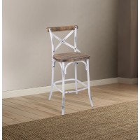 Acme Zaire Bar Stool In Walnut And Antique White