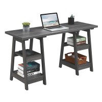 Designs2Go Double Trestle Desk With Shelves