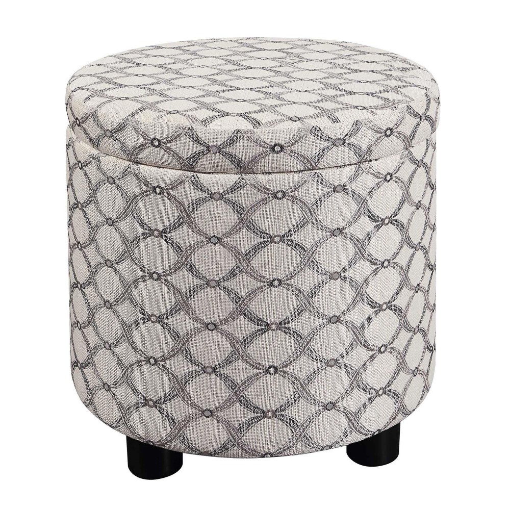 Designs4Comfort Round Accent Storage Ottoman With Reversible Tray Lid