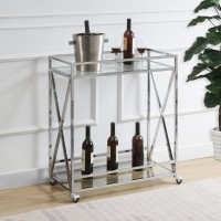 Oxford Chrome Glass Bar Cart With Shelf