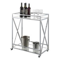 Oxford Chrome Glass Bar Cart With Shelf