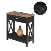 Oxford Flip Top End Table With Charging Station And Shelf