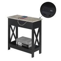 Oxford Flip Top End Table With Charging Station And Shelf