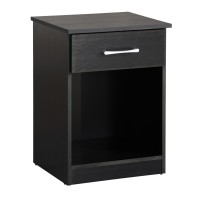 Lindsey 1-Drawer Black Nightstand (24 In. H X 16 In. W X 18 In. D)