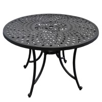 Sedona 42 Cast Aluminum Dining Table In Charcoal Black Finish