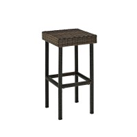 Palm Harbor Outdoor Wicker Bar Height Stool (Set Of 2) In Brown