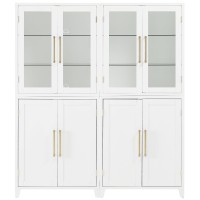 Roarke 2Pc Pantry Storage Cabinet W/Glass Door Hutch Set