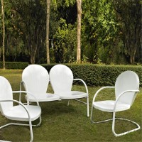 Griffith 3 Piece Metal Outdoor Conversation Seating Set - Loveseat & 2 Chairs In White Finish