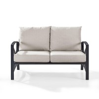 Kaplan Loveseat In Oiled Bronze With Oatmeal Universal Cushion Cover