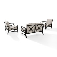 Kaplan 3 Pc Outdoor Seating Set With Oatmeal Cushion - Loveseat, Two Outdoor Chairs