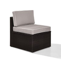 Palm Harbor Outdoor Wicker Center Chair In Brown With Gray Cushions