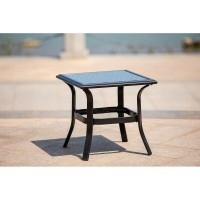 Direct Wicker Black Square Metal Outdoor Side Table