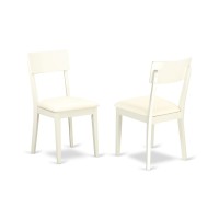 Set Of 2 Chairs Adc-Lwh-Lc Andy Slat Back Dining Room Chair With Faux Leather Seat In Linen White Finish