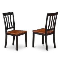 Set Of 2 Chairs Anc-Blk-W Antique Dining Chair Wood Seat With Black And Cherry Finish