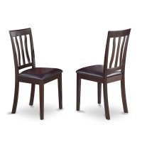 Set Of 2 Chairs Anc-Cap-Lc Antique Dining Chair Faux Leather Seat With Cappuccino Finish