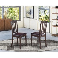 Set Of 2 Chairs Anc-Cap-Lc Antique Dining Chair Faux Leather Seat With Cappuccino Finish