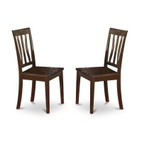 Set Of 2 Chairs Anc-Cap-W Antique Kitchen Chair Wood Seat With Cappuccino Finish