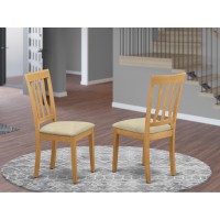 Set Of 2 Chairs Anc-Oak-C Antique Dining Chair Cushion Seat With Oak Finish