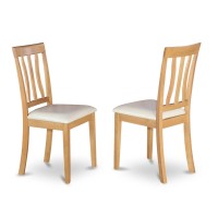 Set Of 2 Chairs Anc-Oak-Lc Antique Chair For Dining Room Faux Leather Seat With Oak Finish
