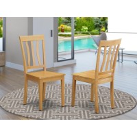 Set Of 2 Chairs Anc-Oak-W Antique Kitchen Dining Chair Wood Seat With Oak Finish