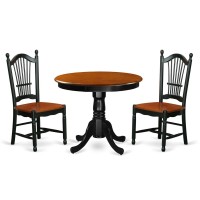 Ando3-Bch-W 3 Pc Kitchen Table Set With A Kitchen Table And 2 Wood Seat Kitchen Chairs In Black And Cherry