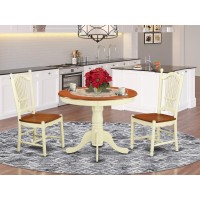 Ando3-Whi-W 3 Pc Kitchen Table Set-Kitchen Table And 2 Kitchen Dining Chairs