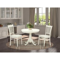Angr3-Lwh-W 3 Pc Set With A Table And 2 Wood Dinette Chairs In Linen White.