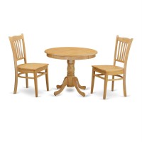 Angr3-Oak-W 3 Pc Kitchen Table Set - Table And 2 Dining Chairs