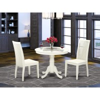 Anip3-Lwh-W 3 Pc Kitchen Table Set With A Dining Table And 2 Kitchen Chairs In Linen White