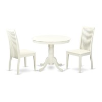 Anip3-Lwh-W 3 Pc Kitchen Table Set With A Dining Table And 2 Kitchen Chairs In Linen White