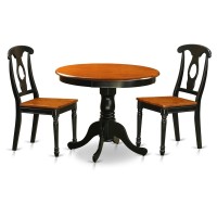Anke3-Blk-W Black 3 Pc Dining Room Setwith 2 Wood Chairs