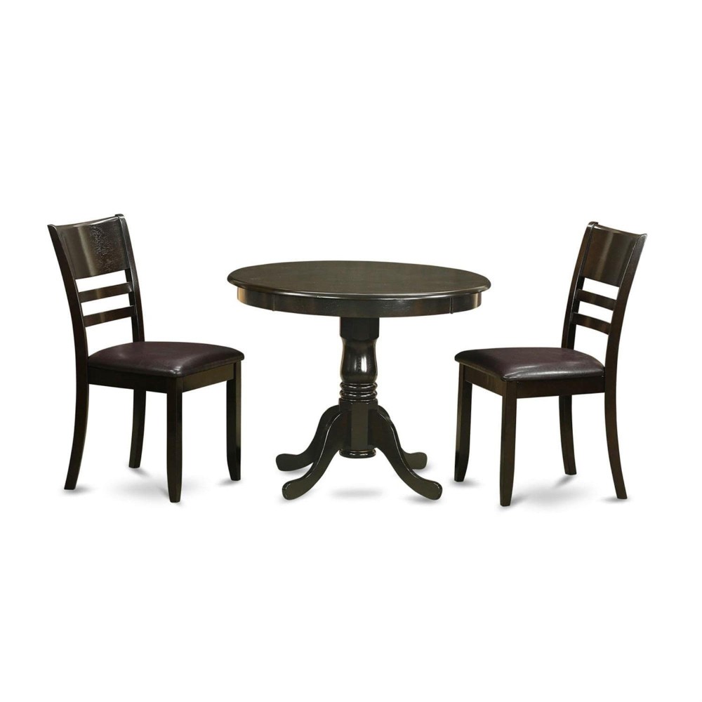 Anly3-Cap-Lc 3 Pc Kitchen Table Set-Round Kitchen Table And 2 Dining Chairs