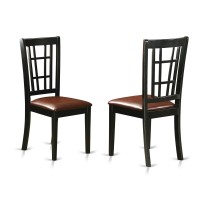 Anni5-Blk-Lc 5 Pc Dining Table With 4 Leather Chairs In Black And Cherry