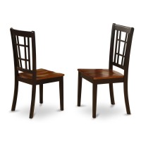 Anni5-Blk-W 5 Pc Dining Table With 4 Wood Chairs In Black And Cherry