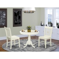 Anno3-Lwh-W 3 Pc Kitchen Table Set With A Dining Table And 2 Kitchen Chairs In Linen White