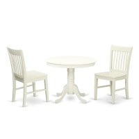 Anno3-Lwh-W 3 Pc Kitchen Table Set With A Dining Table And 2 Kitchen Chairs In Linen White