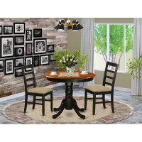 Anpf3-Blk-C Dining Furniture Set - 3 Pcs With 2 Microfiber Chairs In Black And Cherry