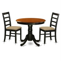 Anpf3-Blk-C Dining Furniture Set - 3 Pcs With 2 Microfiber Chairs In Black And Cherry