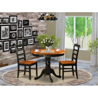 Anpf3-Blk-W Dining Furniture Set - 3 Pcs With 2 Wooden Chairs In Black And Cherry