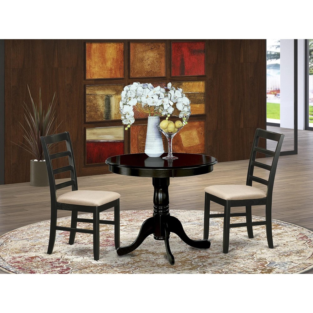 Anpf3-Cap-C 3 Pc Small Kitchen Table And Chairs Set-Round Kitchen Table And 2 Kitchen Chairs