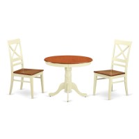 Anqu3-Whi-W 3 Pc Kitchen Nook Dining Set For 2-Kitchen Dinette Table And 2 Dining Chairs