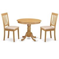 Anti3-Oak-C 3 Pc Kitchen Table Set-Small Kitchen Table Plus 2 Dining Chairs