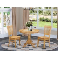 Anva3-Oak-W 3 Pc Small Kitchen Table Set - Small Dining Table And 2 Kitchen Chair