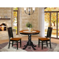 Anwe3-Bch-W 3 Pc Kitchen Table Set With A Dining Table And 2 Kitchen Chairs In Black And Cherry