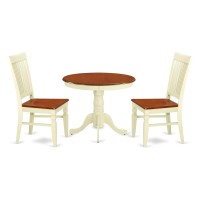 Anwe3-Bmk-W 3 Pc Kitchen Table Set With A Kitchen Table And 2 Wood Seat Kitchen Chairs In Buttermilk And Cherry