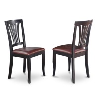 Set Of 2 Chairs Avc-Blk-Lc Avon Chair For Dining Room With Faux Leather Seat - Black Finish
