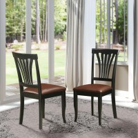 Set Of 2 Chairs Avc-Blk-Lc Avon Chair For Dining Room With Faux Leather Seat - Black Finish